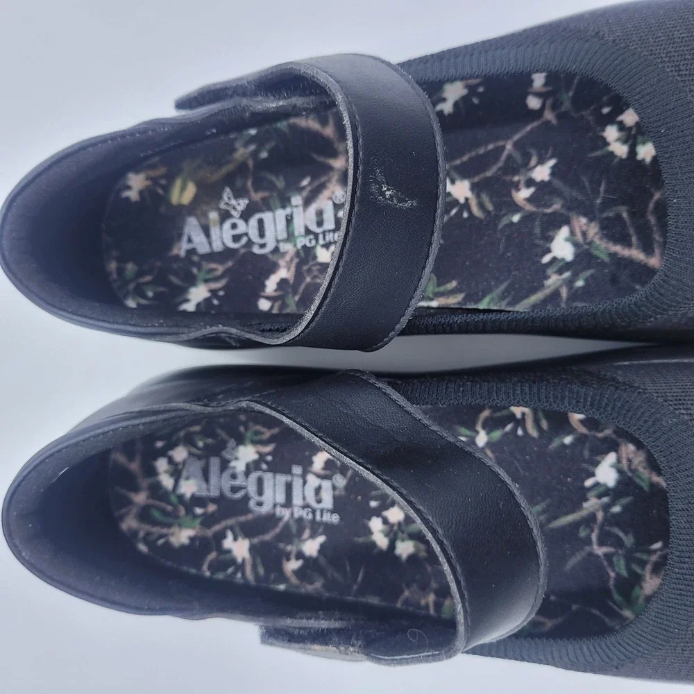 Alegria Black Mary Jane Knit Walking Comfort‎ Shoes Size 37 US 7-7.5 Casual Boho